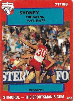1990 AFL Scanlens Stimorol #77 Mark Bayes Front